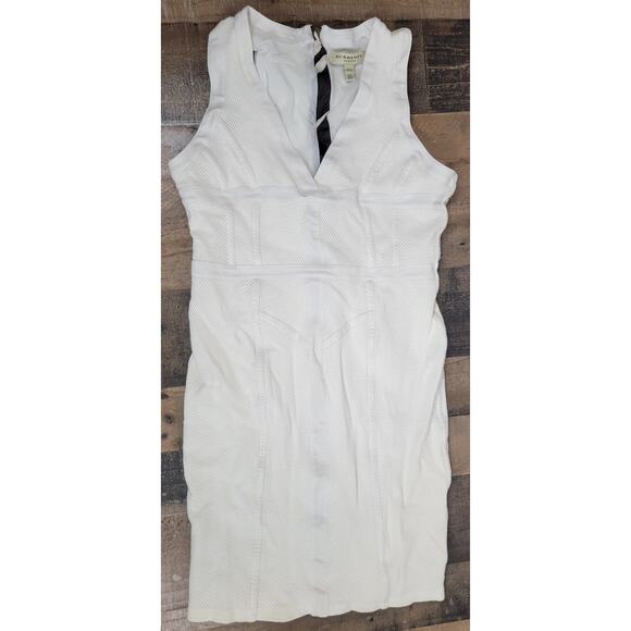 Burberry London Off White Cream Sleeveless Jersey‎ Sheath Mesh Dress Womens 10 - Picture 1 of 14